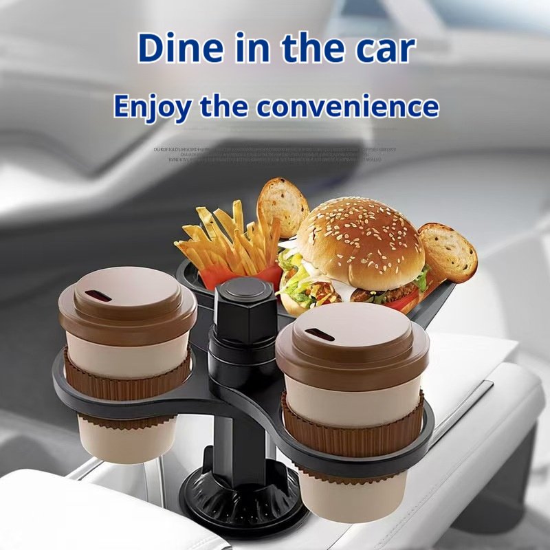 Foldable Car Cup Holder Tray Multifunctional Phone Stand Drink Coffee Food Storage Rack - Image 4