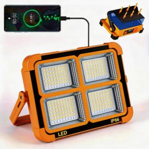 Rechargeable Solar LED Work Light 4 Modes Portable Outdoor Lamp With USB Charging 180 Degree Rotating Stand for Camping